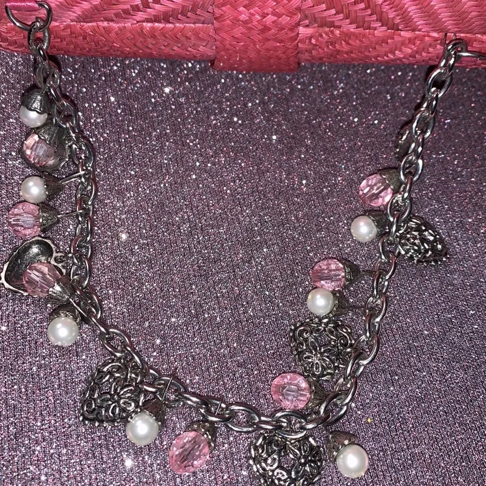 Donna Dixon Straw‎ Mini Bag With Metal Chain - Picture 8 of 11